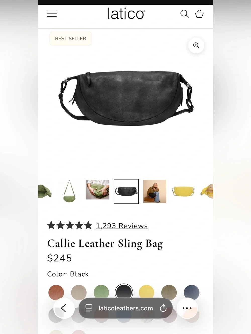 Latico Black Full-Grain Leather Callie Sling Crossbody - EUC - Picture 7 of 16